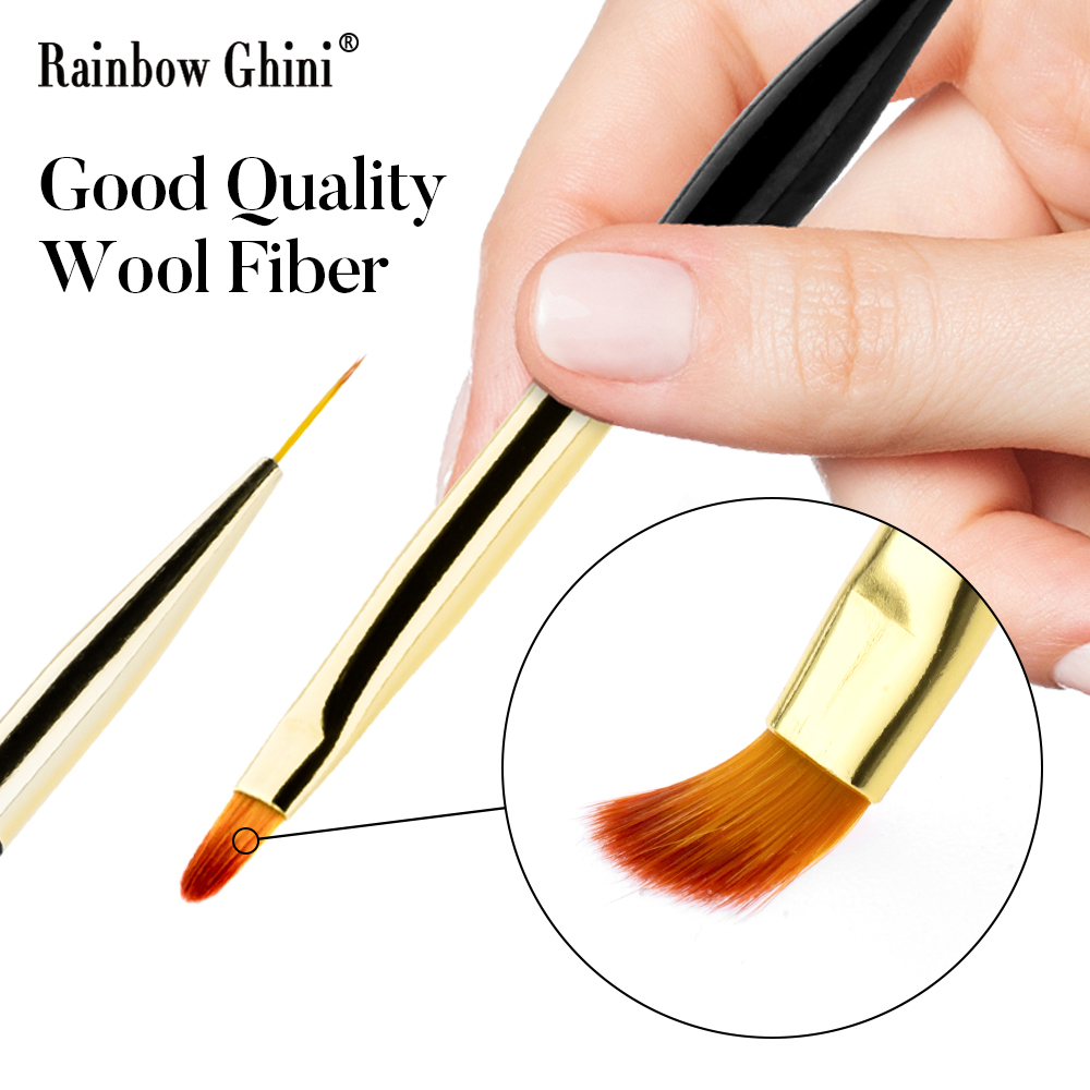 Nail Art Brush Set - Rainbow Ghini 3-teiliges Set Doppelkopf-Nagelkunstpinsel DIY