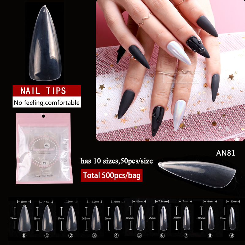 Nail Art Xs - 500 teile/los Lange Mandel Klar ABS
