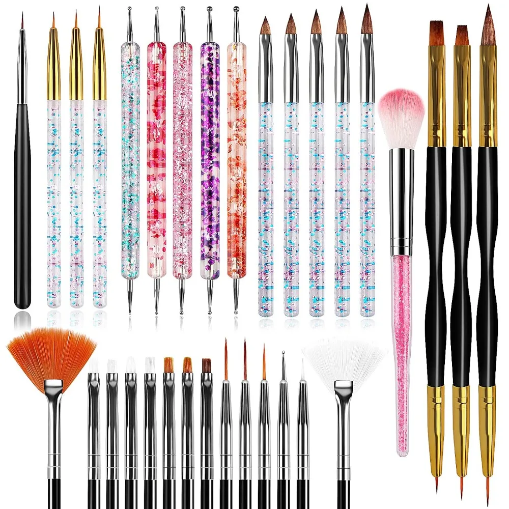 Nail Art Brush Set - 32-teiliges Nagelkunst-Pinselset, Acrylpinsel, Liner- und Dotting-Werkzeuge