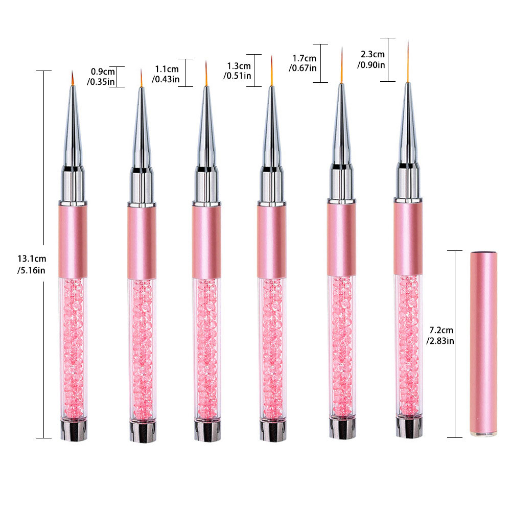 Nail Art Brush Set - 6-teiliges Set Acryl French Stripe Nagelkunst-Linienmalstift