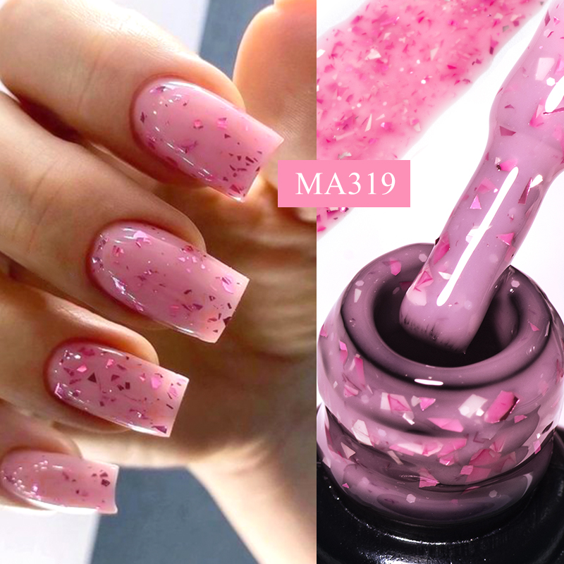 Nail Art Orange - MEET ACROSS 7 ml rosa Glitzer-Nagelgelpoliermittel