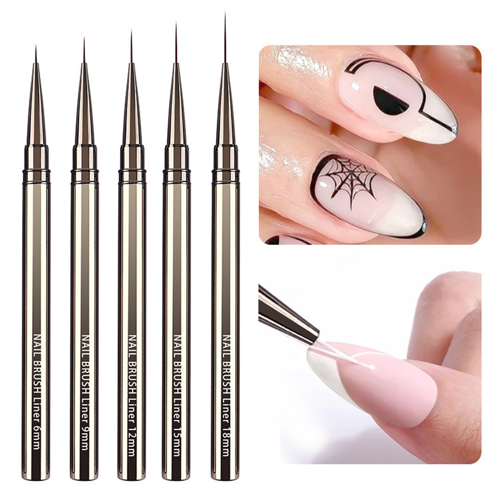 Nail Art Brush Set - 5-teiliges professionelles Nail-Art-Pinselset, ultrafeine Detailpinsel für