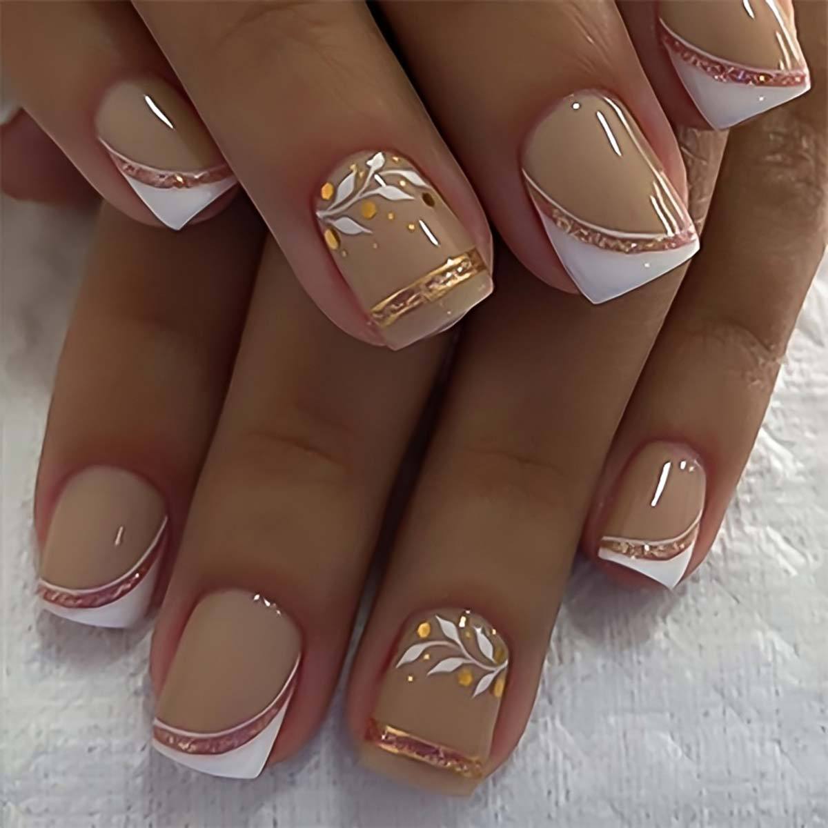 Nail Art Glitter - Kurze, mittellange künstliche Nägel für Frauen