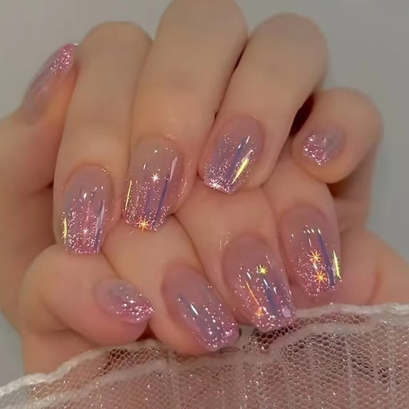 Nail Art Glitter - Kurze künstliche Nägel für Frauen und