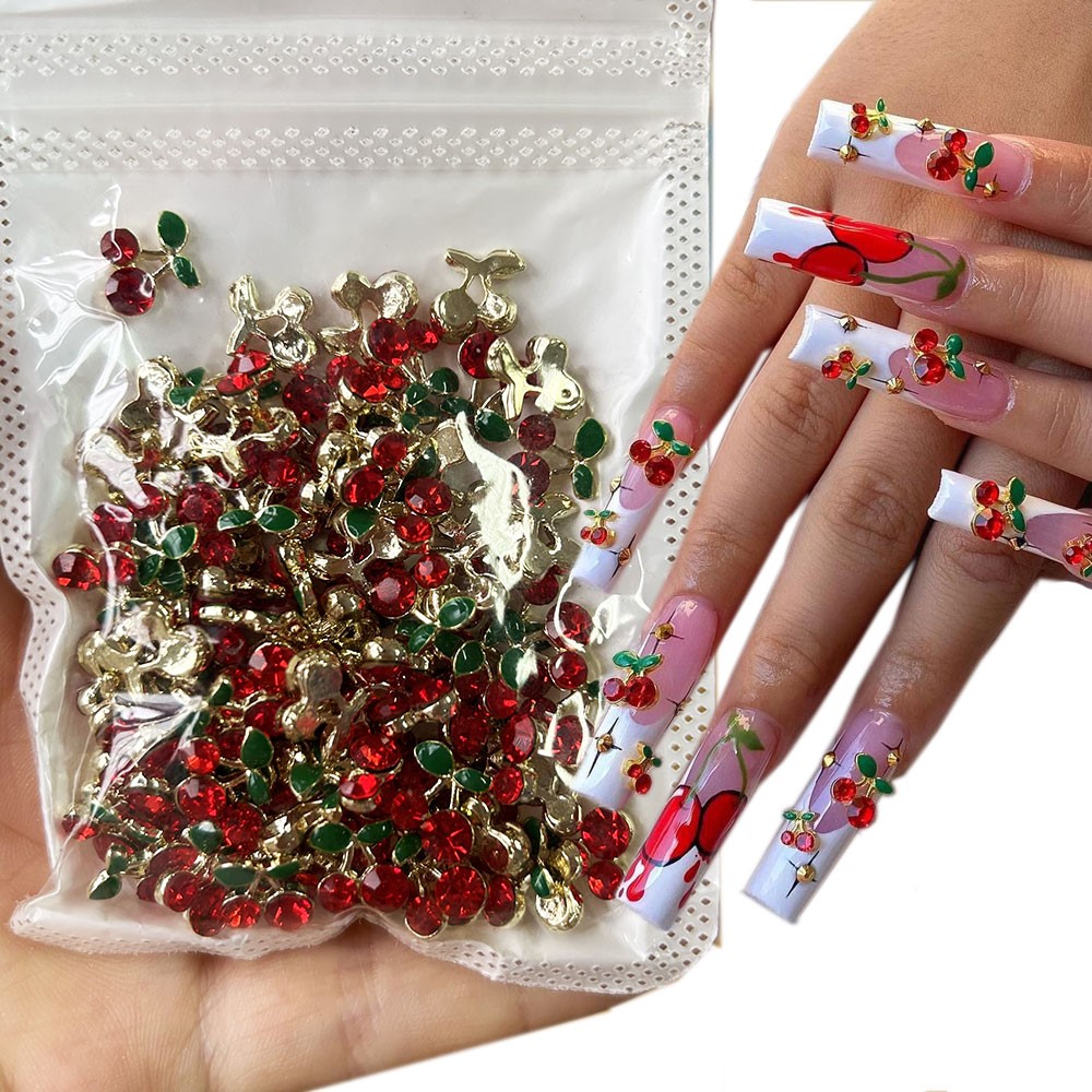 40 Stück 3D Glänzende Rosa & R – Nail Art Red Cherry Bewertung und Preis