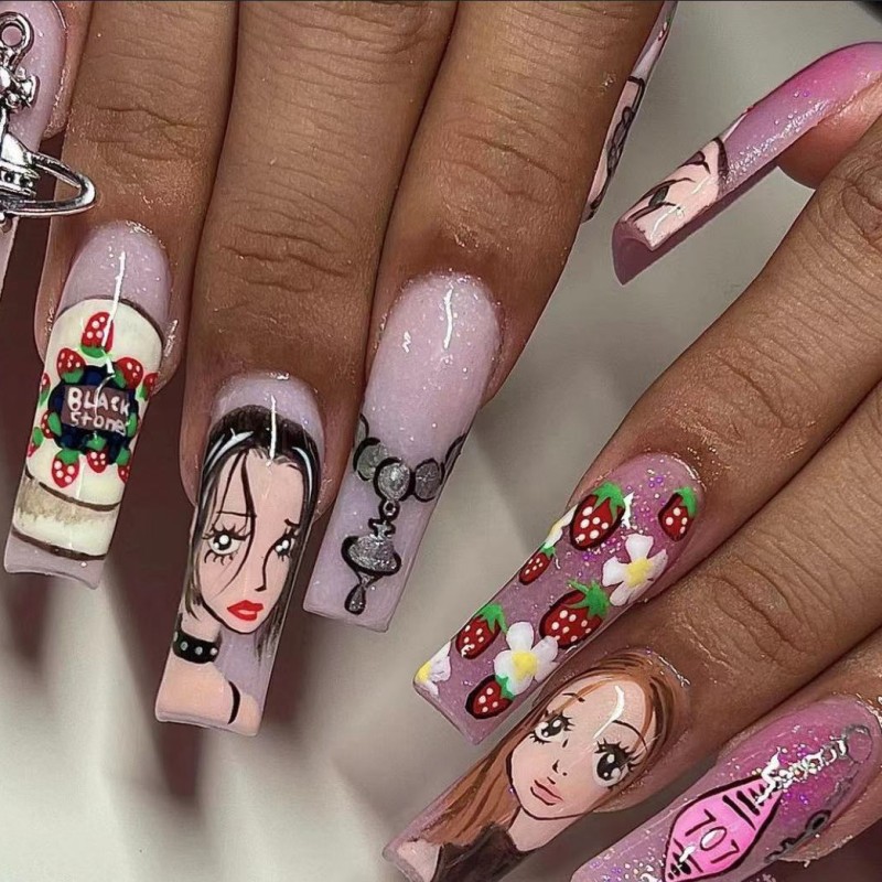 Mittellange künstliche Nägel f – Nail Art Strawberry Bewertung und Preis