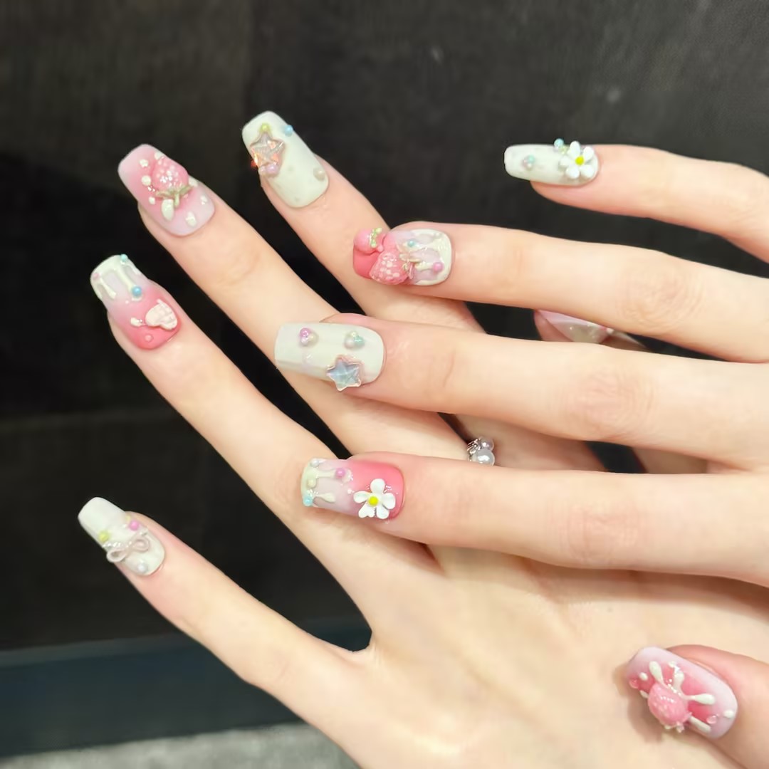 10 Stück quadratische handgema – Nail Art Strawberry Bewertung und Preis