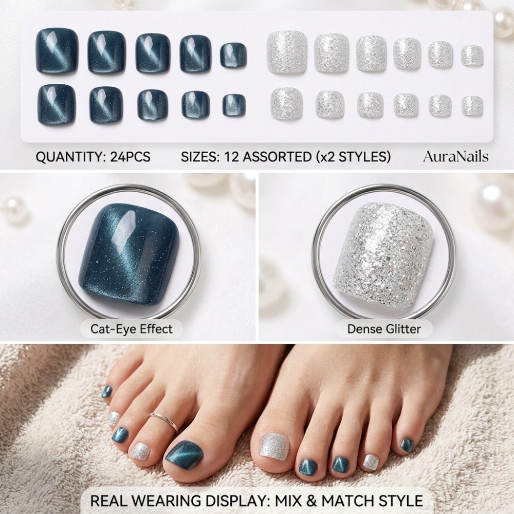 24 Stück Ozeanblaue Katzenauge – Nail Art Glitter Bewertung und Preis