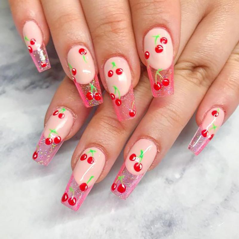 1 Blatt 3D Sweet Cherry Fruit  – Nail Art Red Cherry Bewertung und Preis