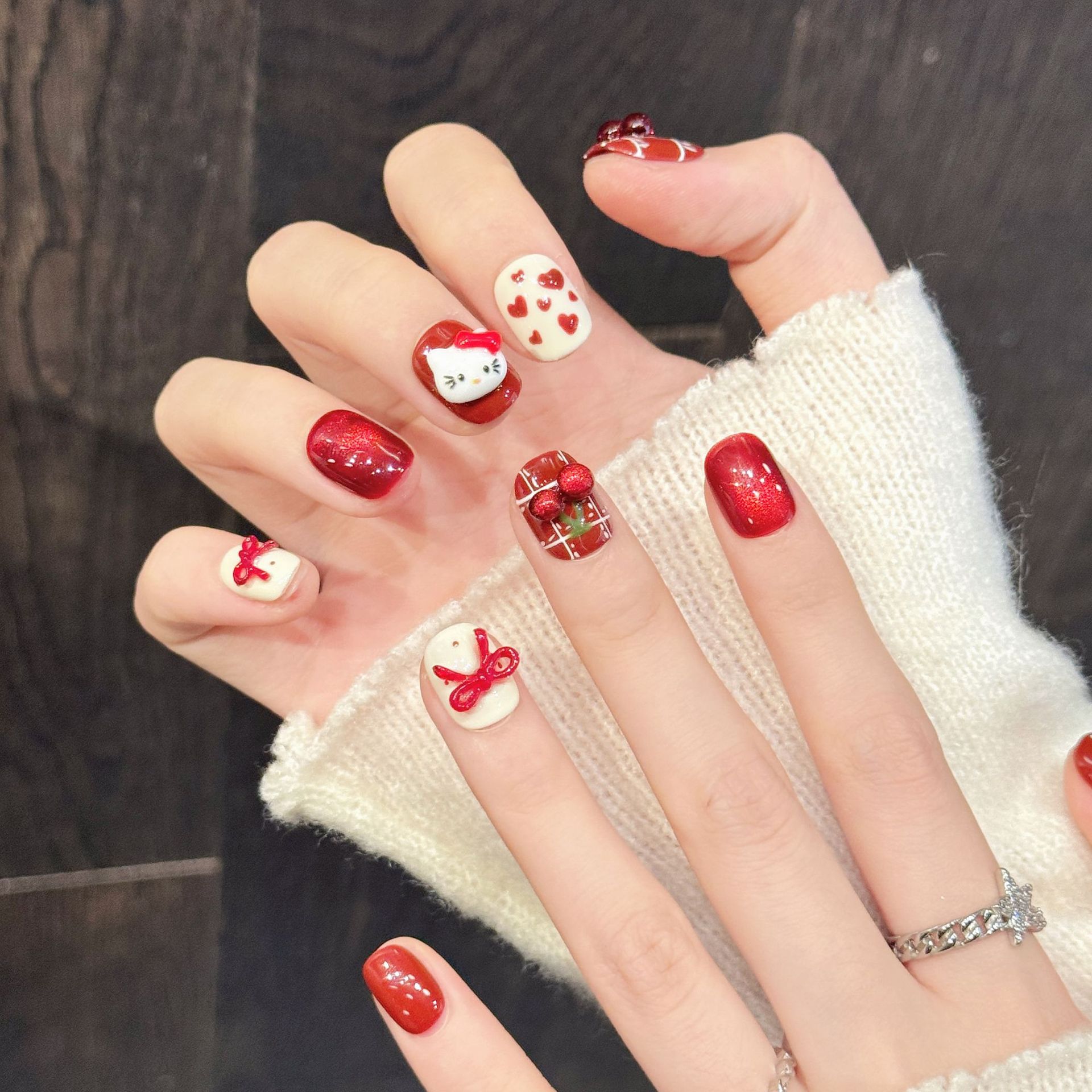 10 Stück handgemachte Nagelkun – Nail Art Red Cherry Bewertung und Preis