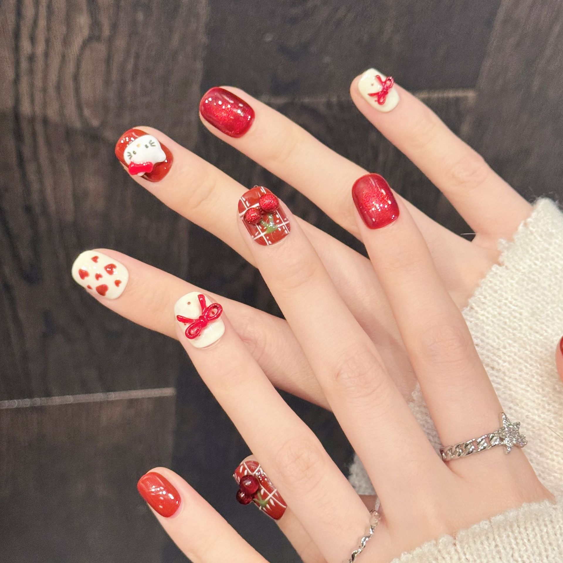 10 Stück handgemachte Nagelkun – Nail Art Red Cherry Bewertung und Preis