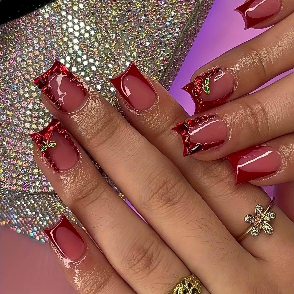 24 Stück fertige künstliche Nä – Nail Art Red Cherry Bewertung und Preis