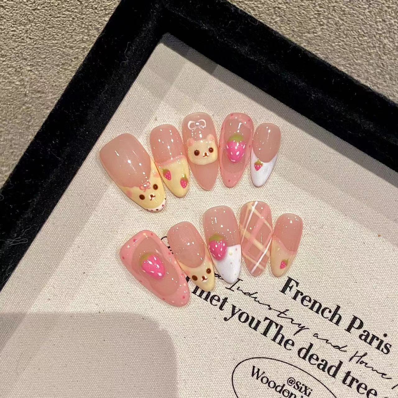 10 Stück rein handgepresste mi – Nail Art Strawberry Bewertung und Preis