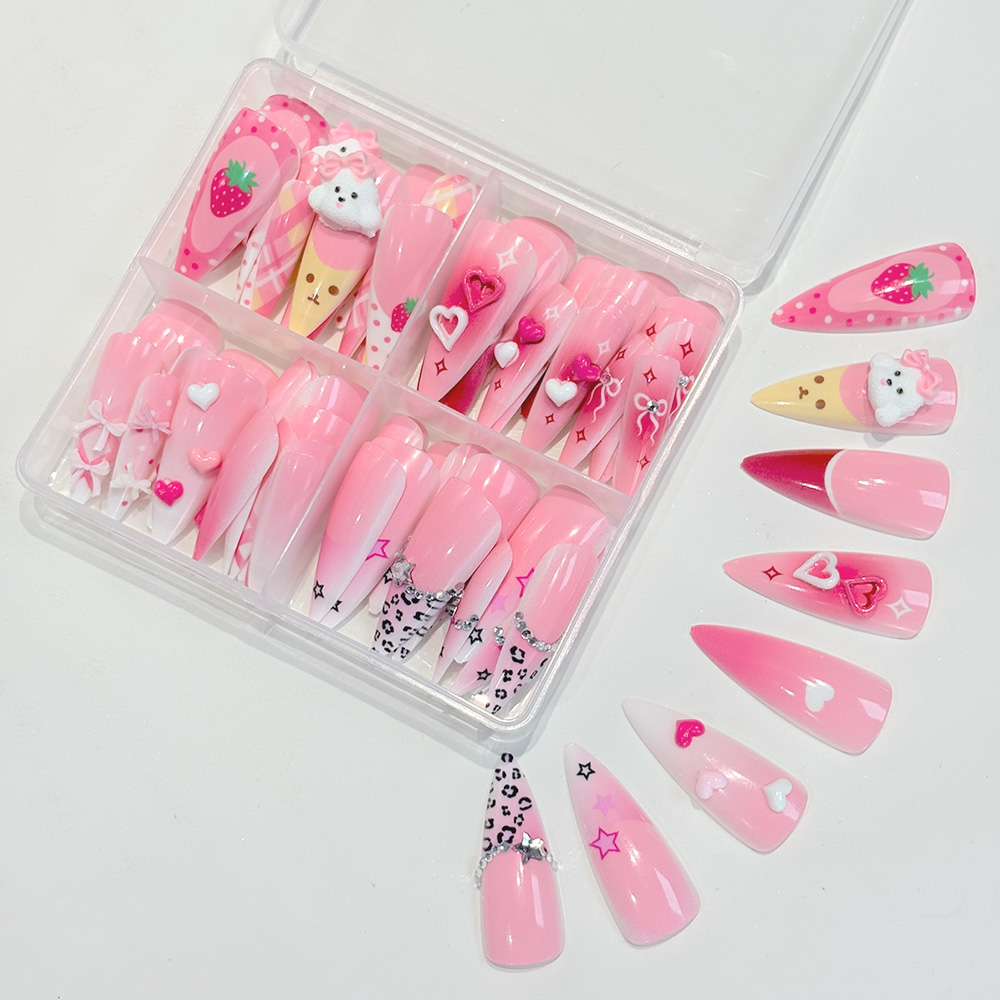 96 Stück Rosa Lange Stiletto A – Nail Art Strawberry Bewertung und Preis