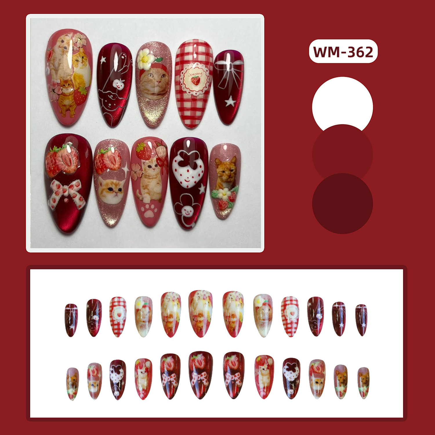 24 Stück Erdbeer-Katzenaugen-N – Nail Art Strawberry Bewertung und Preis